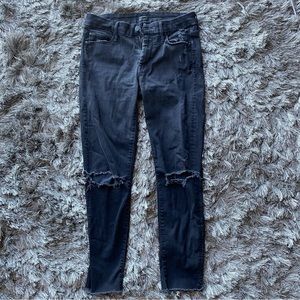 Mother Brand Looker Ankle Fray Distressed Jeans